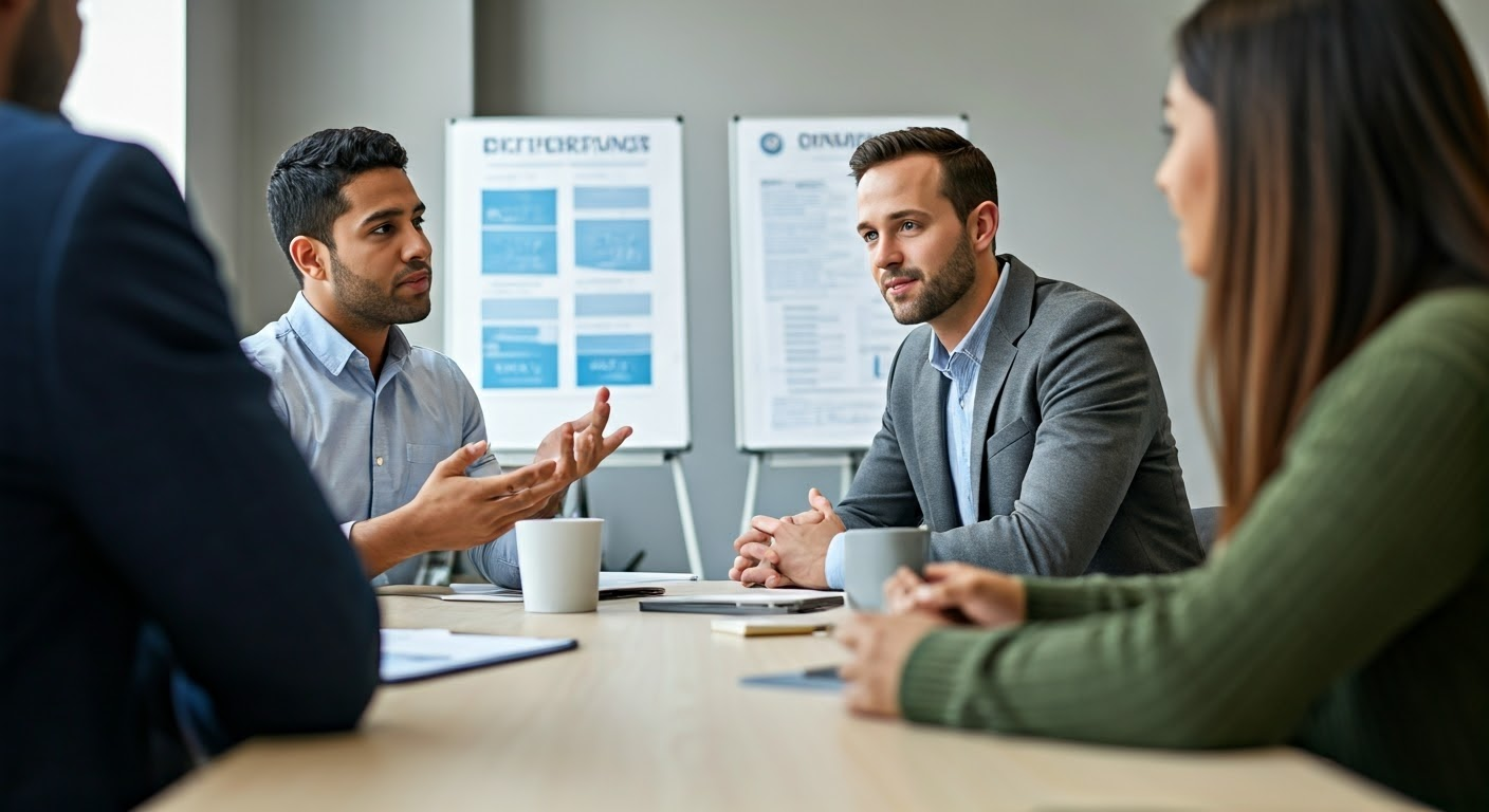 Financial advisor discussing referral strategies.