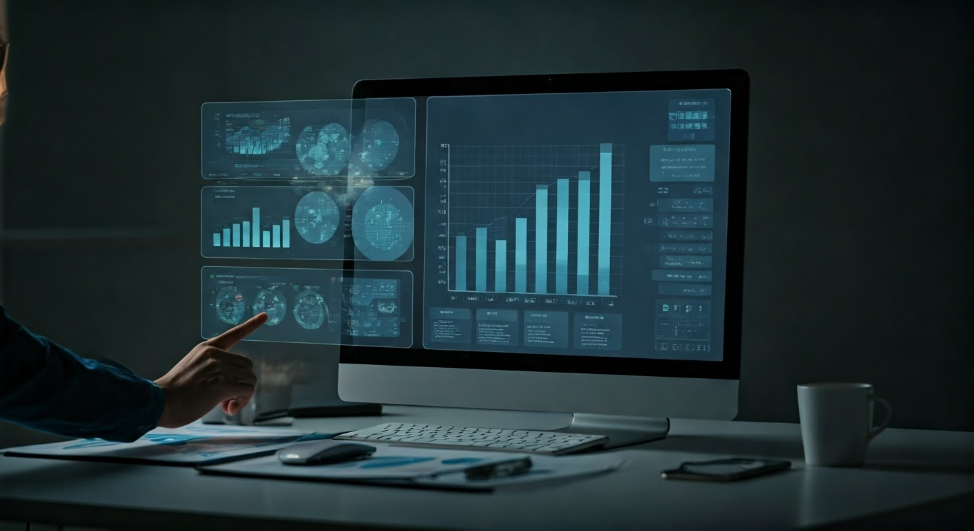 Digital marketing expert analyzing statistics.