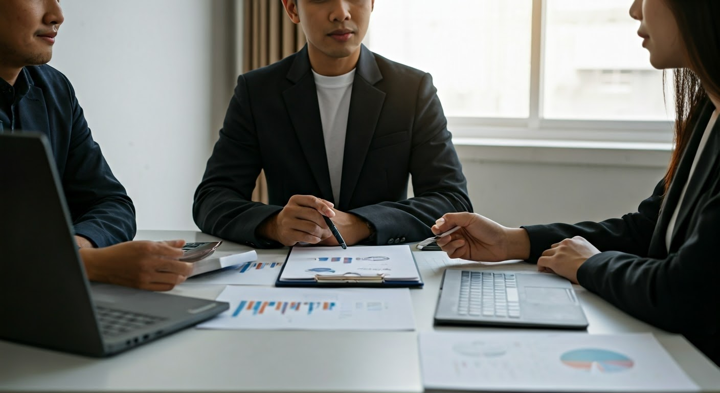 Financial advisor meeting with clients